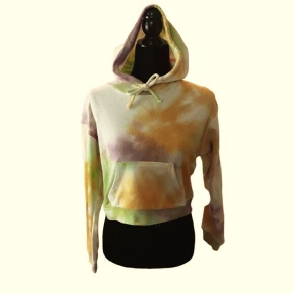 Jolie & Joy by FCT With Love Tops - Jolie & Joy Tie-Dye Short Hoodie Front Pouch Women's Small